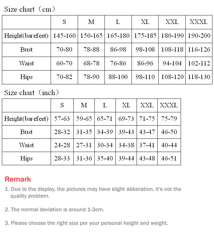 Zentai Suit Size Chart