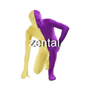 Full Body Yellow And Purple Mixed Colors Spandex Lycra Zentai