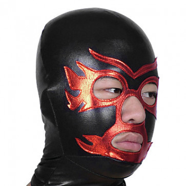 Black and Red Open Eyes Open Nose and Mouth Shiny Metallic Hood