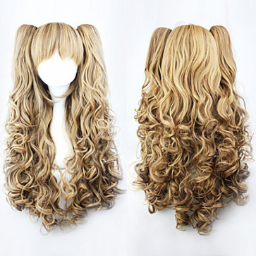 Brown Gradient Cute Double Ponytail 70cm Princess Lolita Curly Wig