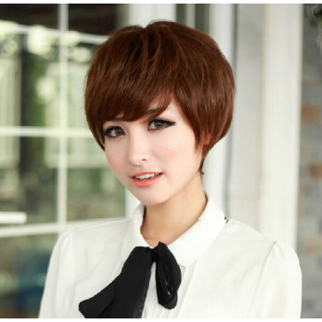 Brown Light 12in Side Bang Bob Lovely Short Hair Lolita Cosplay Wig