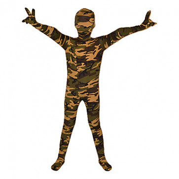 Child Green and Camouflage Mixed Color Lycra Zentai