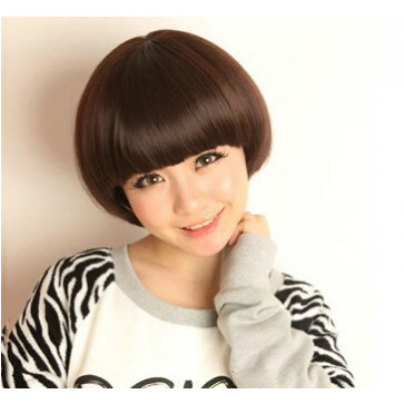 Dark Brown 10in Full Bang Bob Lovely Short Hair Lolita Cosplay Wig