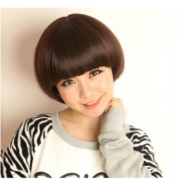 Dark Brown 10in Full Bang Bob Lovely Short Hair Lolita Cosplay Wig