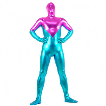 Fuschia and Cyan Mixed Color Shiny Zentai