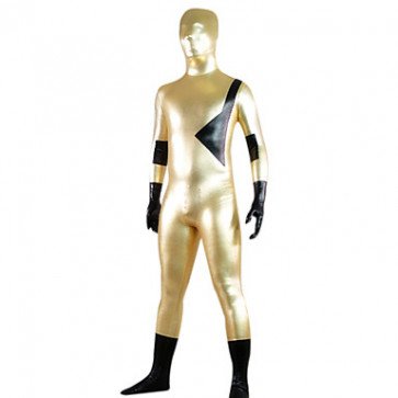 Golden and Black Mixed Color Shiny Metallic Zentai