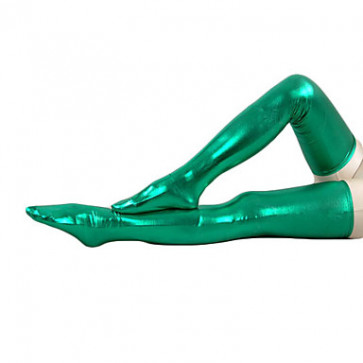 Green Shiny Metallic Long Stockings