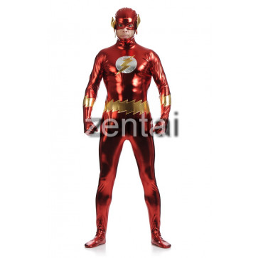 Halloween Flashman Full Body Shiny Metallic Zentai Suit