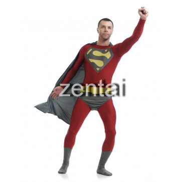 Red Superman Full Body Spandex Lycra Zentai Suit 