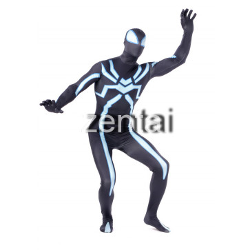 Spiderman Full Body Cyan and Black Zentai Suit