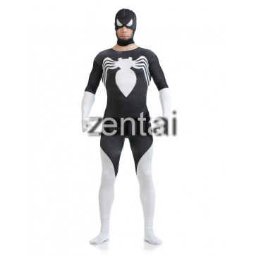 Halloween Spiderman White and Black Full Body Cosplay Zentai Suit