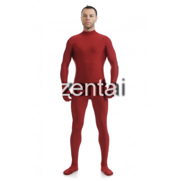 Man's Full Body Dark Red Color Spandex Lycra Zentai