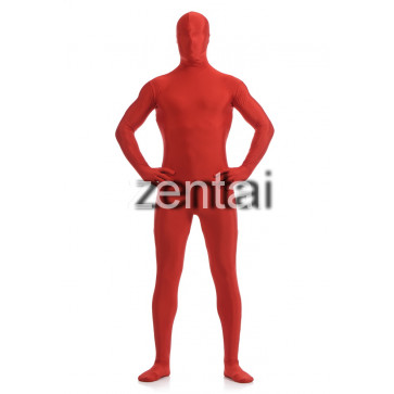 Man's Full Body Red Color Spandex Lycra Zentai