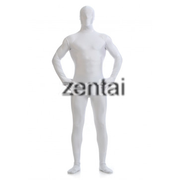 Man's Full Body White Color Spandex Lycra Zentai