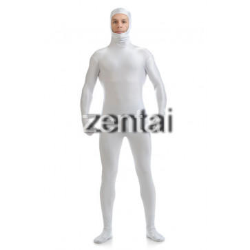 Man's Full Body White Color Spandex Lycra Zentai