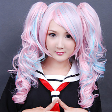 Pink and Blue Mixed Color Ponytail 70cm Sweet  Lolita Curly Cosplay Wig