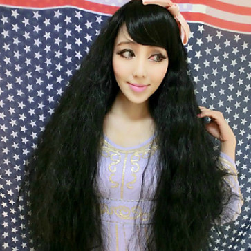 Puff Black 70 cm Punk Lolita Wavy Cosplay Wig