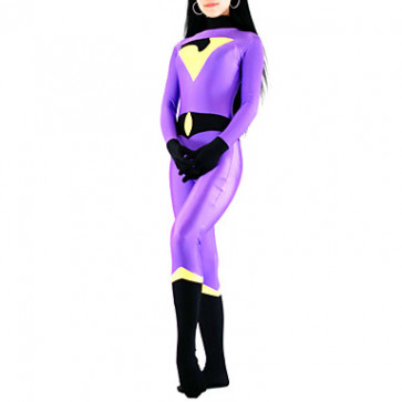 Purple and Black Women Lycra Catsuit