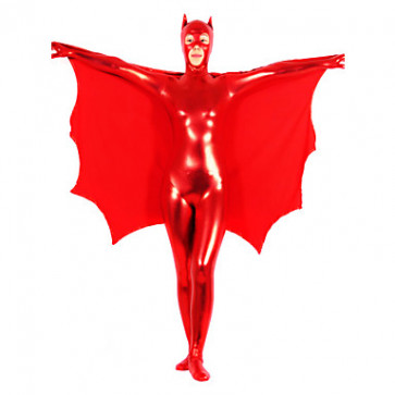 Red Pure Shiny Metallic Women Batman Zentai