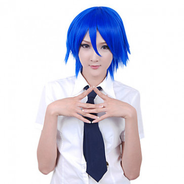 Synthetic Fiber Blue Medium Cosplay Wig