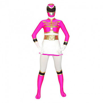 White and Fuschia Super Hero Lycra Zentai Suit 