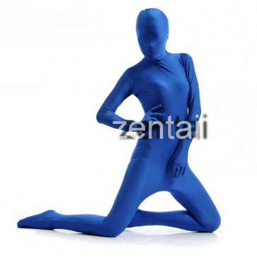 Woman's Full Body Blue Color Spandex Lycra Zentai