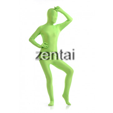 Woman's Full Body Pale Green Color Spandex Lycra Zentai