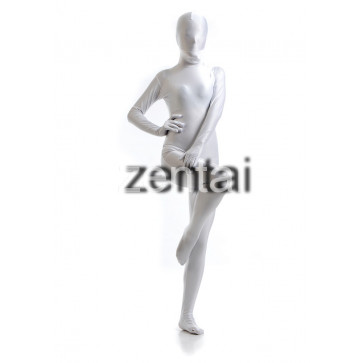 Woman's Full Body White Color Spandex Lycra Zentai