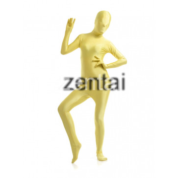 Woman's Full Body Yellow Color Spandex Lycra Zentai