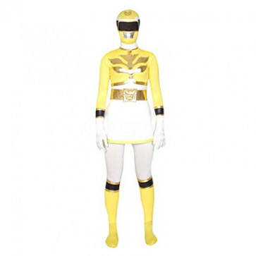 Yellow and White Super Hero Lycra Zentai Suit