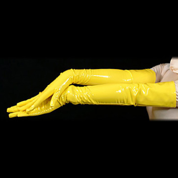 Yellow Sexy PVC Gloves