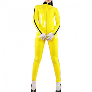 Yellow Shiny Metallic Women Catsuit