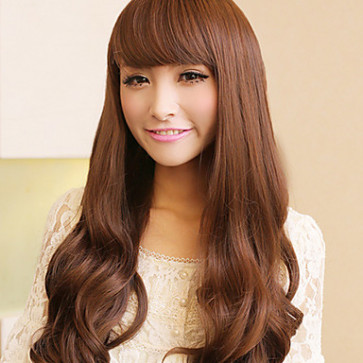 Zipper Brown 80cm Princess Lolita Wavy Cosplay Wig