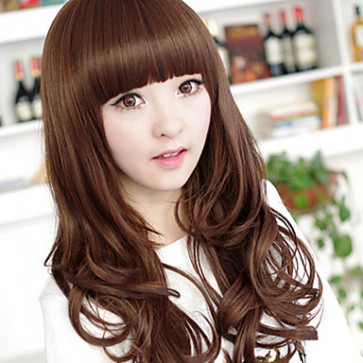 Zipper Light Brown 70cm Casual Lolita Wavy Cosplay Wig