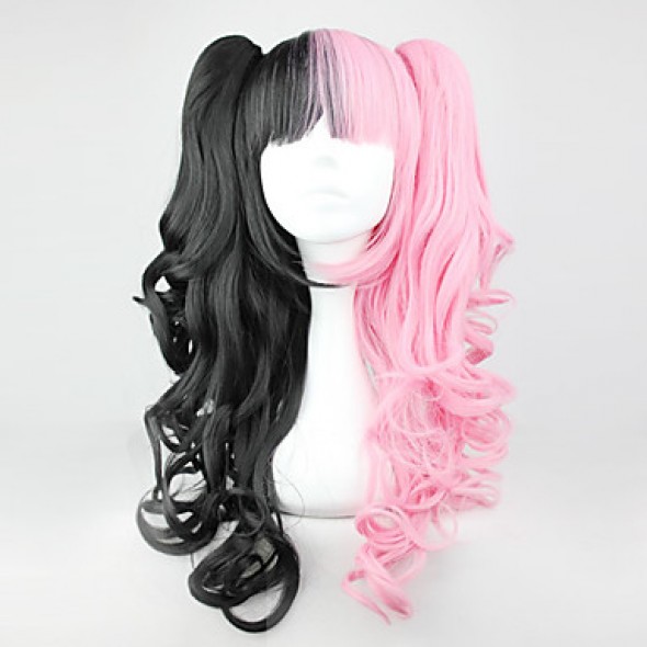 Black and Pink Mixed Color Cosplay WigPonytail 70cm Cosplay Wig