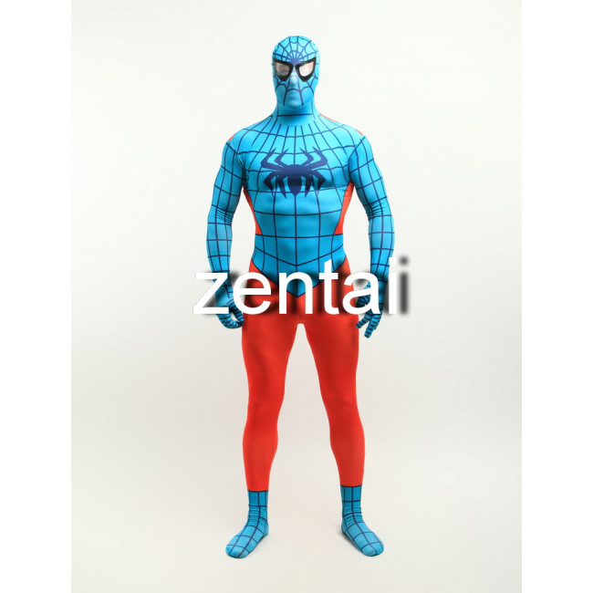 Halloween Spiderman Cosplay Zentai Suit/ Buy Cyan and Orange Spiderman ...