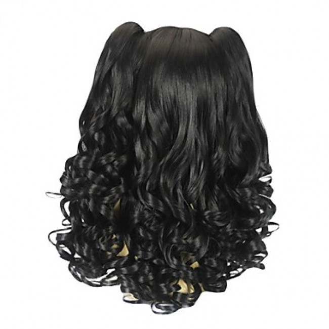 Black Curly Pigtail Cosplay Wig|50cm Classic Lolita Cosplay Wig |Black ...
