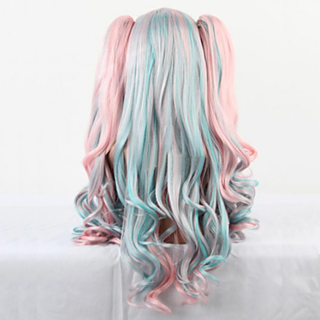 Blue and Pink Color Cosplay Wig|68cm Lolita Wavy Cosplay Wig |Blue and ...