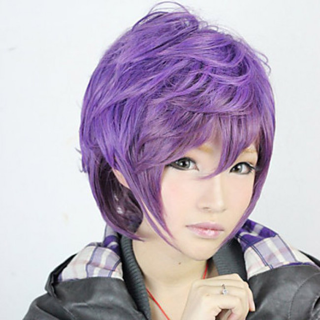 Fashion Zipper Cosplay WigPurple 30 cm Punk Cosplay Wig Fashion