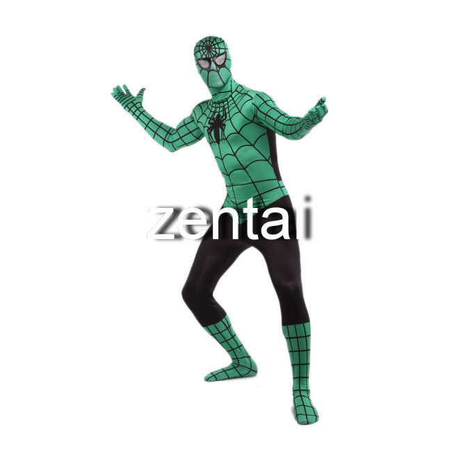Halloween Spiderman Cosplay Zentai Suit Buy Green And Black Spiderman Spandex Lycra Zentai