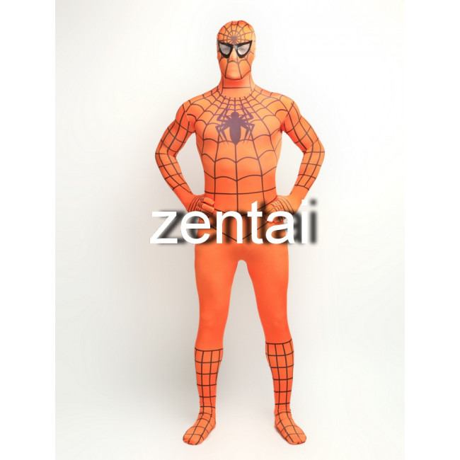 Download Halloween Spiderman Orange Cosplay Zentai Suit/ Buy Orange Spiderman Spandex Lycra Zentai