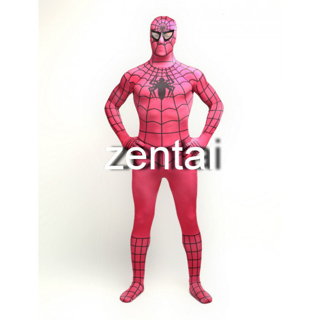 Halloween Spiderman Rose-carmine Cosplay Zentai Suit/ Buy Rose-carmine  Spiderman Spandex Lycra Zentai