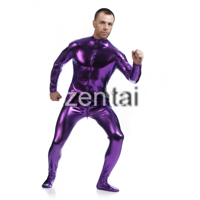Man's Full Body purple Color Zentai/ purple Full Body Shiny Metallic ...
