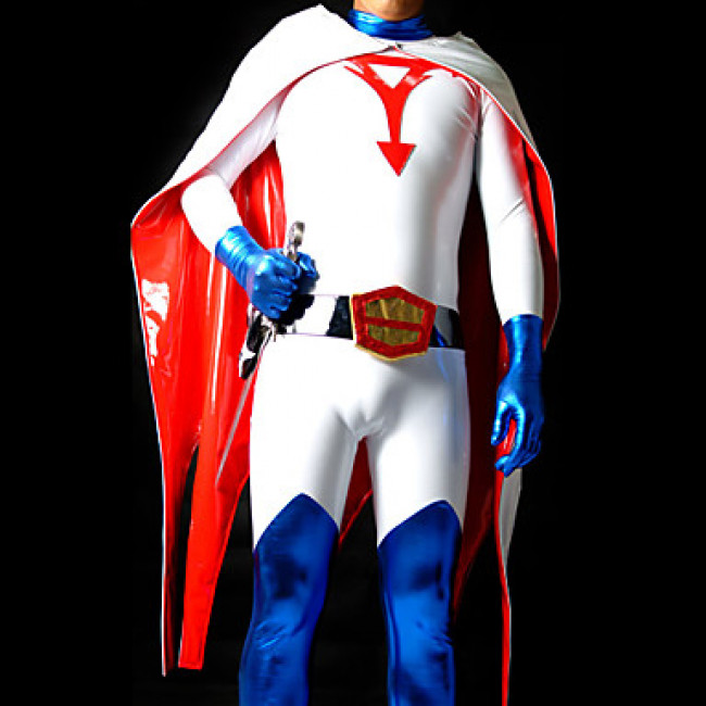 White Shiny Metallic Costume|Gatchaman Zentai Costume|White Shiny Metallic  Gatchaman Zentai Cosplay Costume