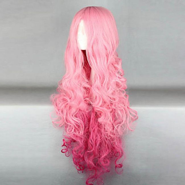 Zipper Cosplay WigPink 90cm Cosplay Wig Sweet Lolita Wavy Cosplay Wig