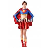 Red and Blue Shiny Metallic Women Superman Spandex Zentai