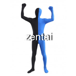 Full Body Black And Blue Mixed Colors Spandex Lycra Zentai