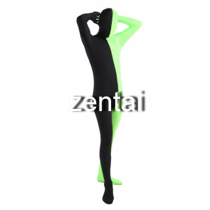 Full Body Black And Green Mixed Colors Spandex Lycra Zentai