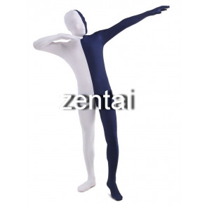 Full Body White And Royal Blue Mixed Colors Spandex Lycra Zentai