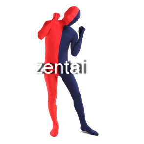 Full Body Red And Royal Blue Mixed Colors Spandex Lycra Zentai